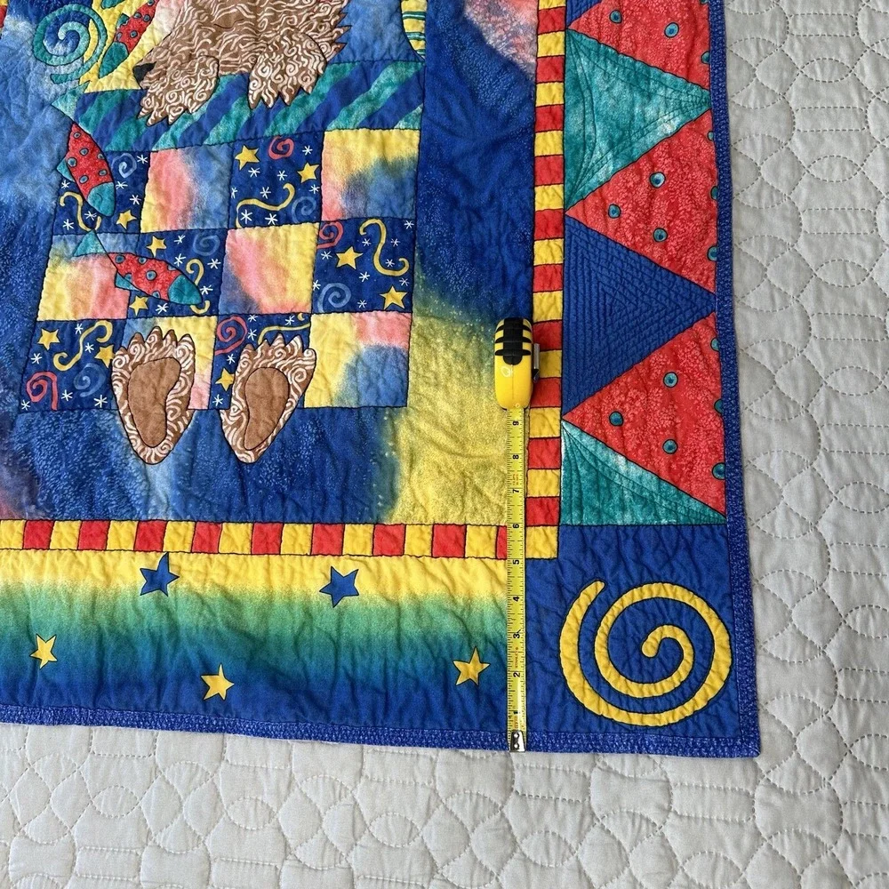 Bear Quilt Blanket Baby Moon Handmade Reversible Sleeping Rockets Stars Tie Dye